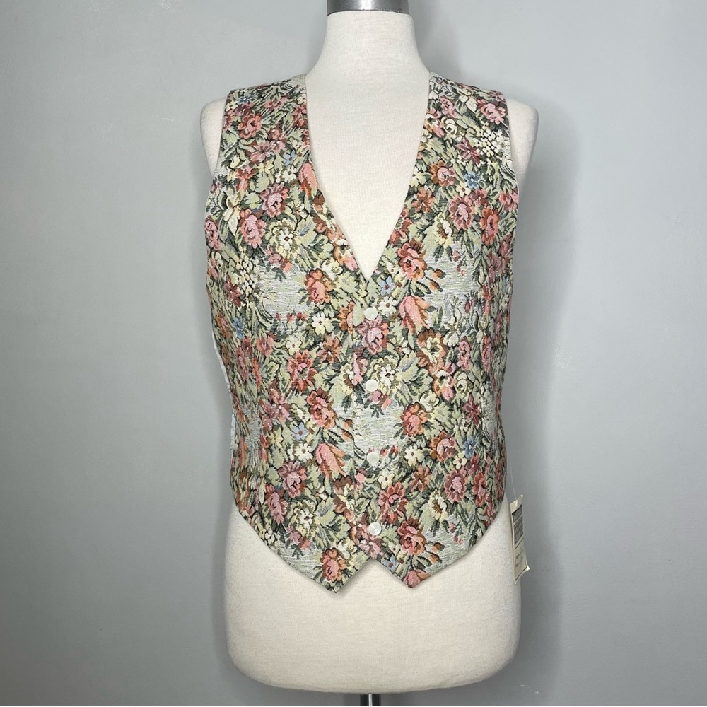 VESTIBULES Vintage Floral Tapestry Boho Festival Cottagecore Waistcoat Vest NWT